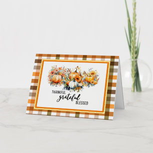 Thankful, Grateful, Blessed Happy Thanksgiving Foil Greeting Card
