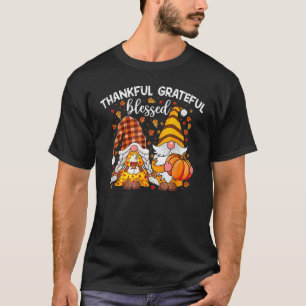 Thankful Grateful Blessed Happy Thanksgiving Plaid T-Shirt