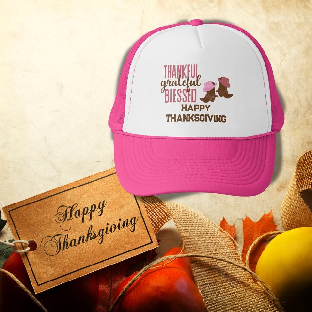 Thankful, Grateful, Blessed, Happy Thanksgiving | Trucker Hat (Creator Uploaded)