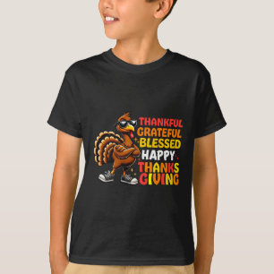 Thankful Grateful Blessed Happy Thanksgiving Turke T-Shirt