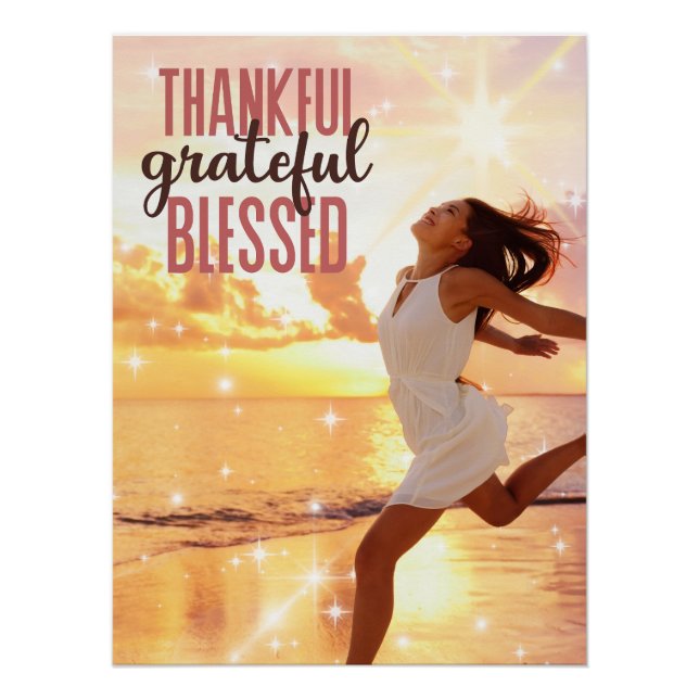 Thankful Grateful Blessed: Joyful Beach Run Poste Poster (Front)