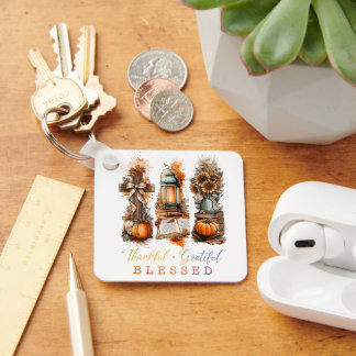 Thankful Grateful Blessed Key Ring