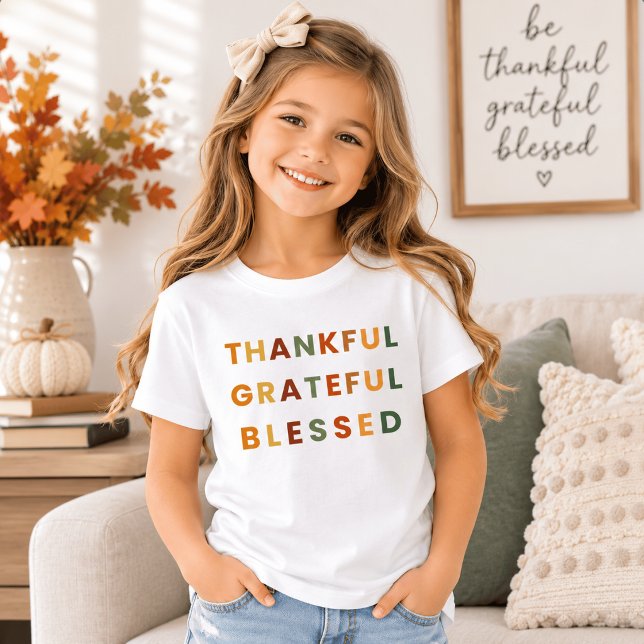 Thankful Grateful Blessed – Kids Fall T-Shirt (Creator Uploaded)