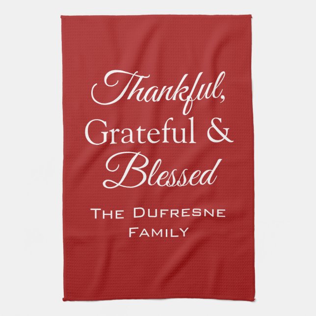 "Thankful, Grateful & Blessed" Kitchen Towel (Vertical)