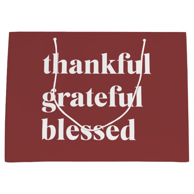 Thankful Grateful Blessed Large Gift Bag (Front)