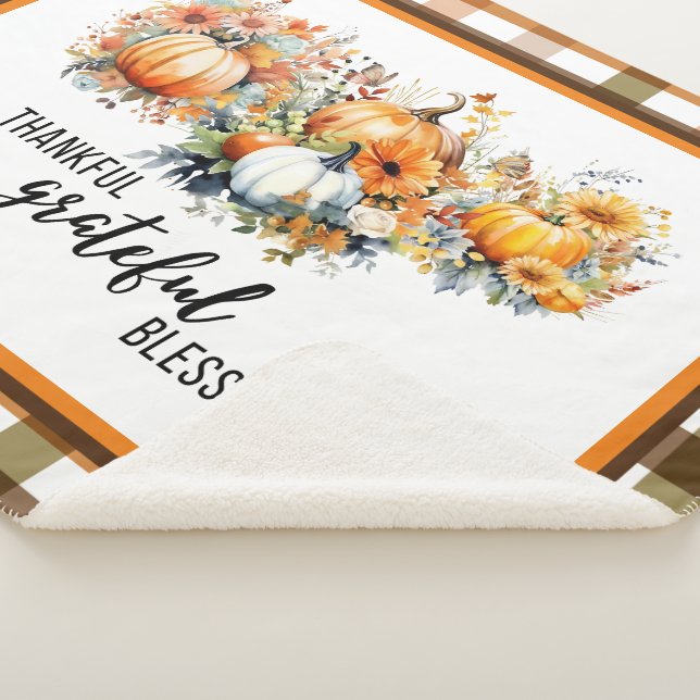 Thankful, Grateful, Blessed Large Sherpa Blanket (3/4)