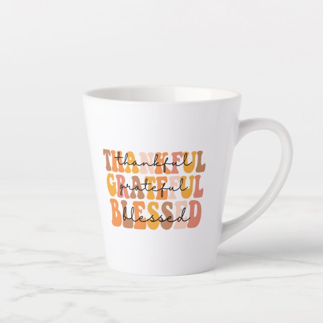 Thankful Grateful Blessed Latte Mug (Right)