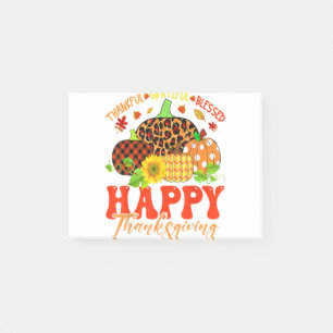 Thankful Grateful Blessed Leopard Plaid Pumpkin Th Post-it Notes