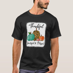 Thankful Grateful Blessed Leopard Pumpkin Fall Tha T-Shirt