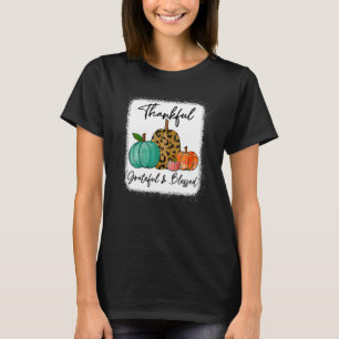 Thankful Grateful Blessed Leopard Pumpkin Fall Tha T-Shirt