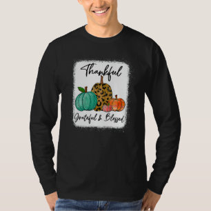 Thankful Grateful Blessed Leopard Pumpkin Fall Tha T-Shirt