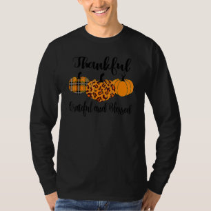 Thankful Grateful Blessed Leopard Pumpkin Thanksgi T-Shirt