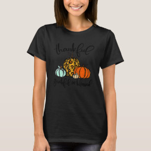 Thankful Grateful Blessed Leopard Pumpkins Thanksg T-Shirt