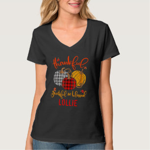 Thankful Grateful Blessed Lollie Autumn Fall Pumpk T-Shirt