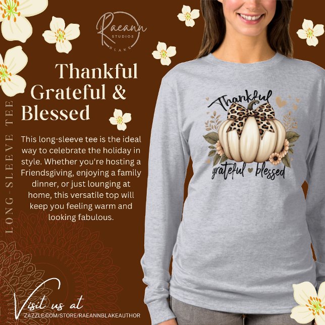 Thankful, Grateful & Blessed Long-Sleeve T-Shirt (Creator Uploaded)