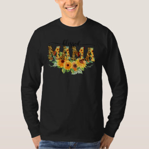 Thankful Grateful Blessed Mama Sunflower Thanksgiv T-Shirt