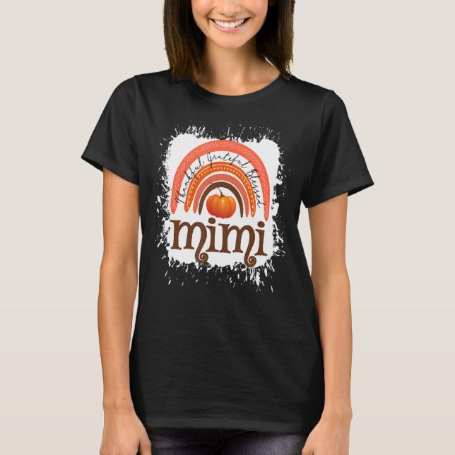 Thankful Grateful Blessed Mimi Fall Pumpkin Thanks T-Shirt (Front)