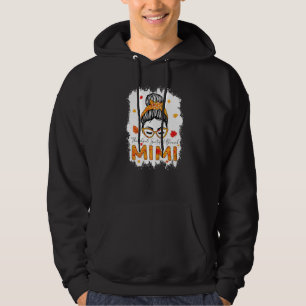 Thankful Grateful Blessed Mimi Pumpkins Messy Bun Hoodie