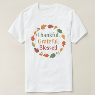 Thankful Grateful Blessed Minimal Thanksgiving T-Shirt