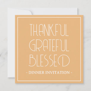 Thankful Grateful Blessed Minimalist Thanksgiving Invitation