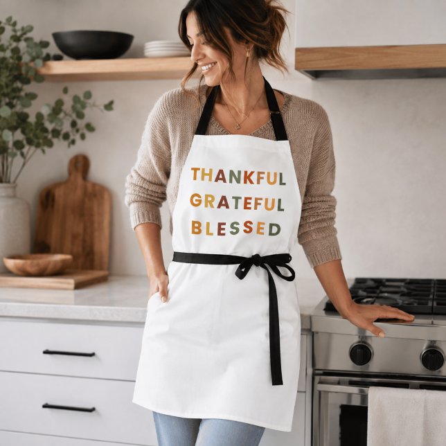 Thankful Grateful Blessed  – Modern Fall  Apron (Creator Uploaded)