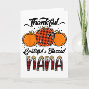 Thankful Grateful Blessed Nana Plaid Thanksgiving Card