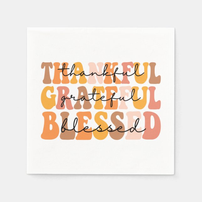 Thankful Grateful Blessed Napkin (Front)