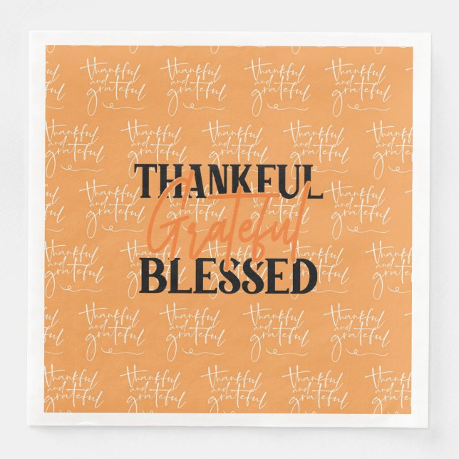 Thankful, Grateful, Blessed Napkin (Front)