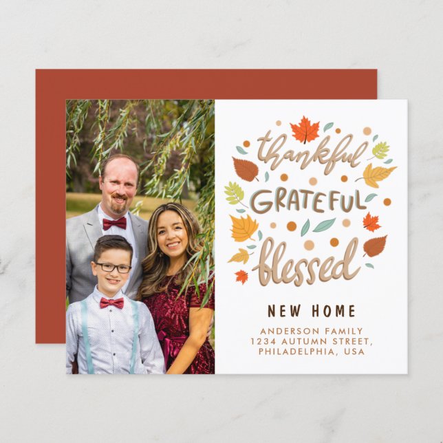 Thankful Grateful Blessed New Home Announcement (Front/Back)