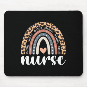 Thankful Grateful Blessed Nurse Thanksgiving Rainb Mouse Pad