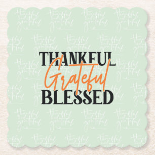Thankful, Grateful, Blessed Paper Coaster