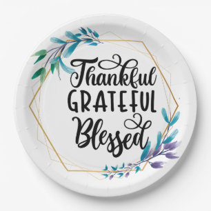 Thankful Grateful Blessed  Paper Plate