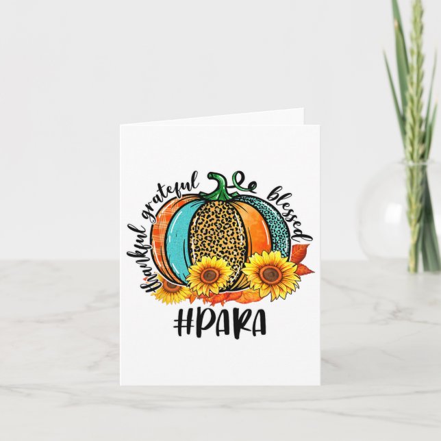 Thankful Grateful Blessed Paraprofessional Fall Au Card (Front)
