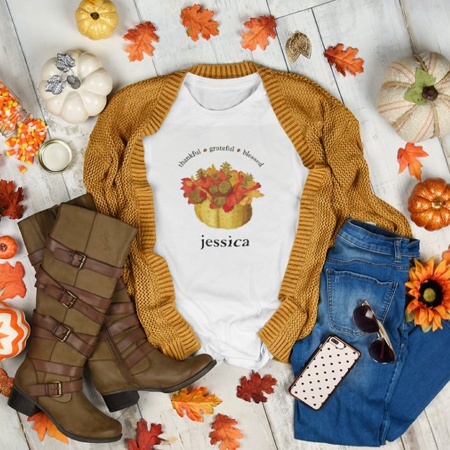 Thankful Grateful Blessed Personalised T-Shirt (Creator Uploaded)