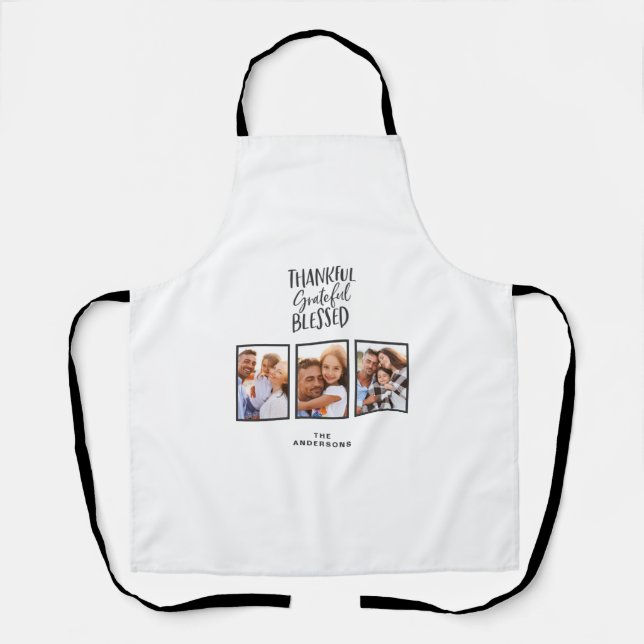 Thankful grateful blessed photo thanksgiving apron (Front)