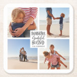 Thankful grateful blessed photo thanksgiving  square paper coaster<br><div class="desc">Thankful grateful blessed multi photo thanksgiving</div>