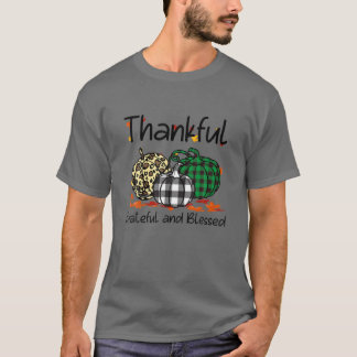 Thankful-Grateful-Blessed Plaid-Leopard Pumpkin Th T-Shirt
