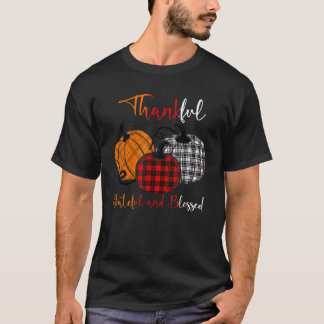 Thankful Grateful Blessed Plaid Pumpkin Thanksgivi T-Shirt