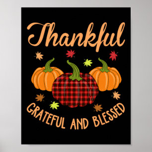 Thankful Grateful Blessed Plaid Shirt Thanksgiving Poster