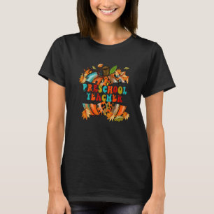 Thankful Grateful Blessed Preschool Teacher Autumn T-Shirt