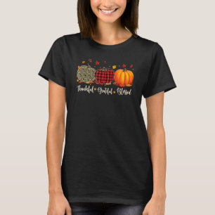 Thankful Grateful Blessed Pumpkin Leopard Fall Tha T-Shirt