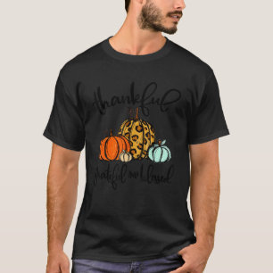 Thankful Grateful Blessed Pumpkin Leopard Plaid Th T-Shirt