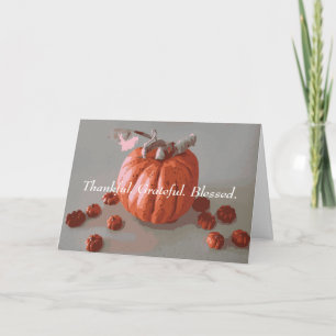 Thankful Grateful Blessed Pumpkin Thanksgiving Card