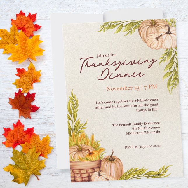 Thankful Grateful Blessed Pumpkin Thanksgiving Invitation (Creator Uploaded)
