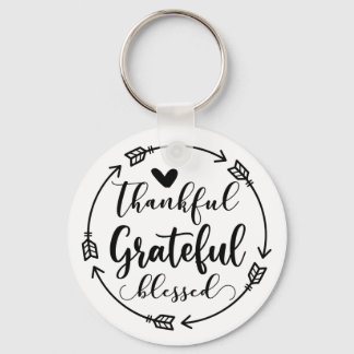 "Thankful Grateful Blessed" Quote Keychain
