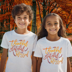 Thankful Grateful Blessed Quote Thanksgiving T-Shirt