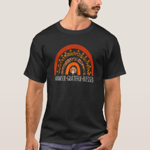 Thankful Grateful Blessed Rainbow Turkey Thanksgiv T-Shirt