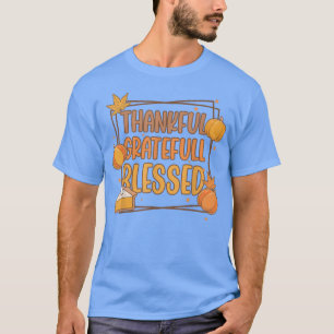 Thankful Grateful Blessed Retro Fall Pumpkin Autum T-Shirt