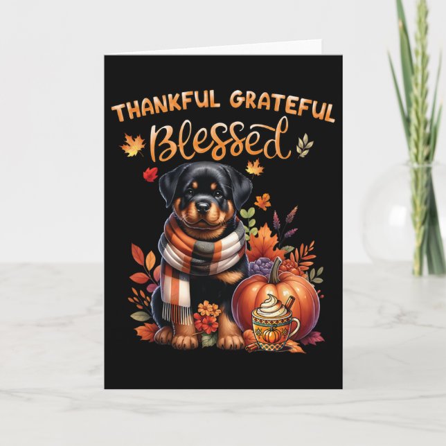 Thankful Grateful Blessed Rottweiler Dog Fall Y'al Card (Front)