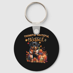 Thankful Grateful Blessed Rottweiler Dog Fall Y'al Key Ring